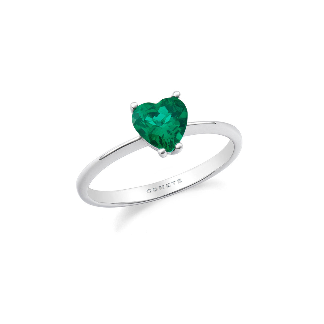 Kometen-Ring aus 750‰-Gold und Smaragd-Herz ANB2691
