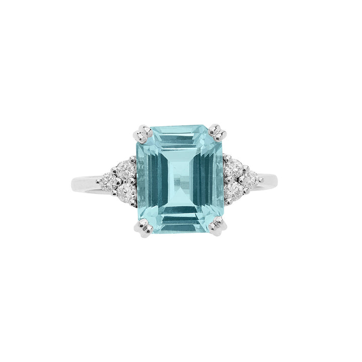Comete-Goldring mit Diamanten und achteckigem Aquamarin ANQ337