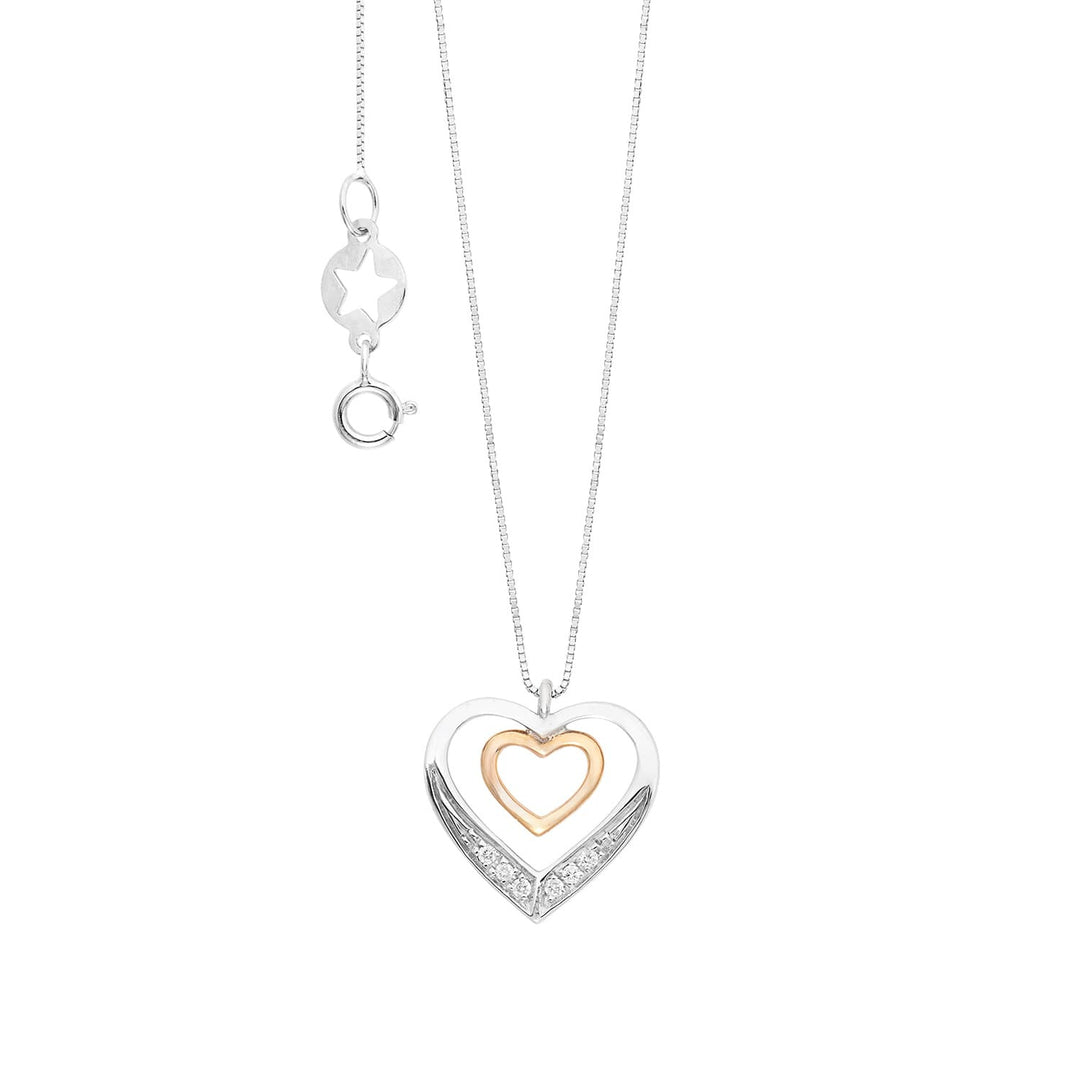 Collier Comete Heart en or blanc et rose 750‰ et diamants blancs GLB1704