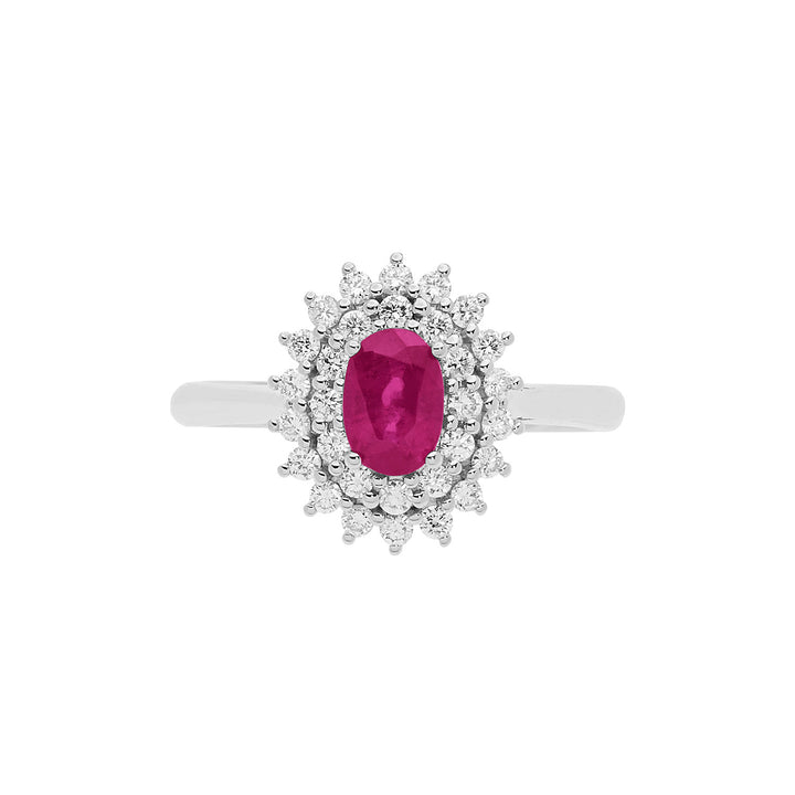 Comete-ring in goud, diamanten en ovale robijn ANB2622