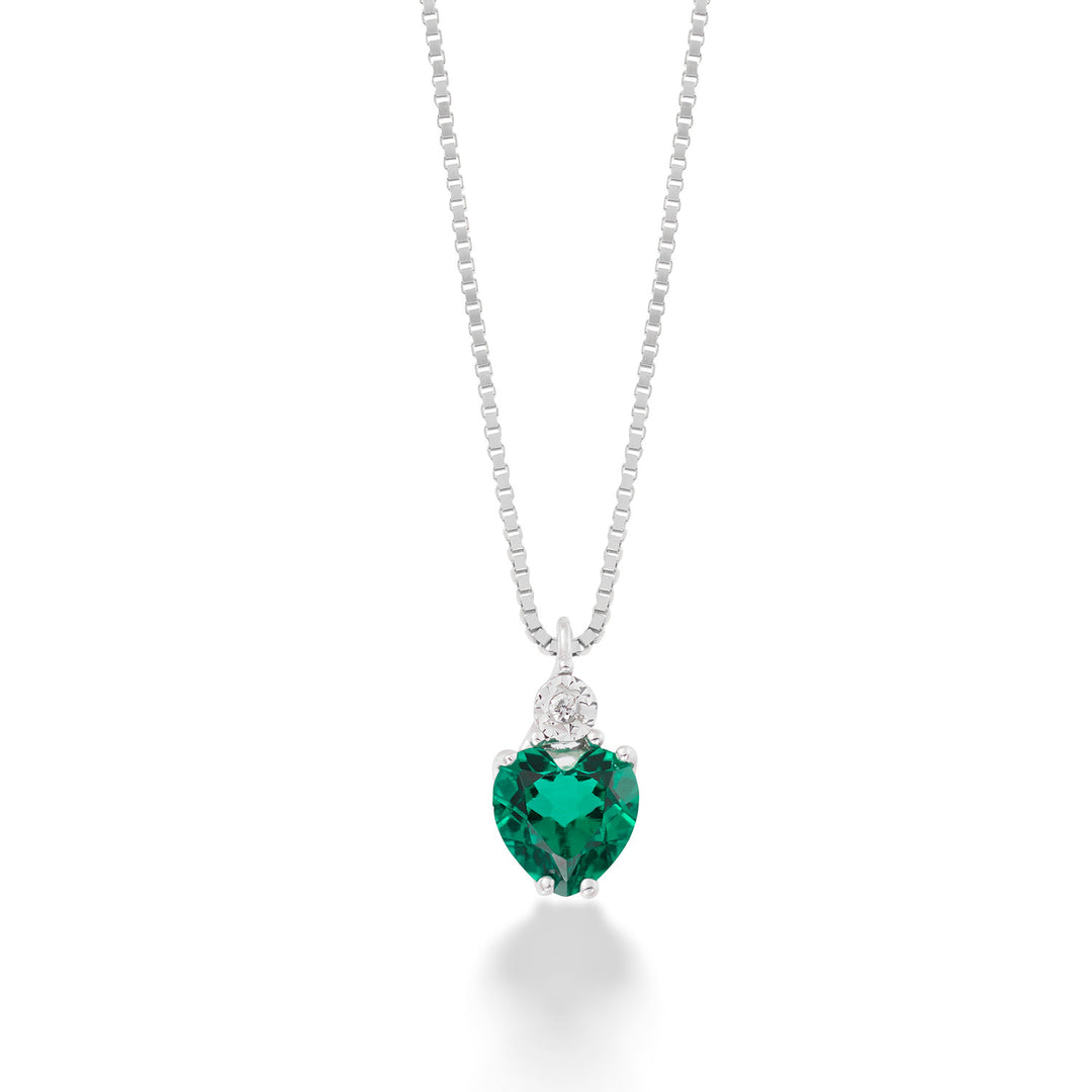 Collier Comete en or blanc, diamants et émeraude recristallisée KGLB1424
