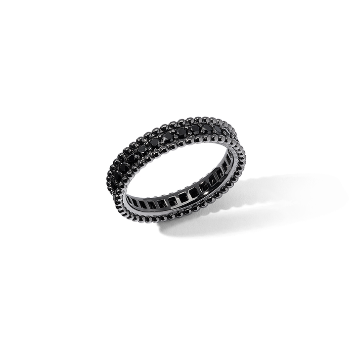 Bague Comète en argent ruthénium 925‰ avec zircons noirs UAN133M9