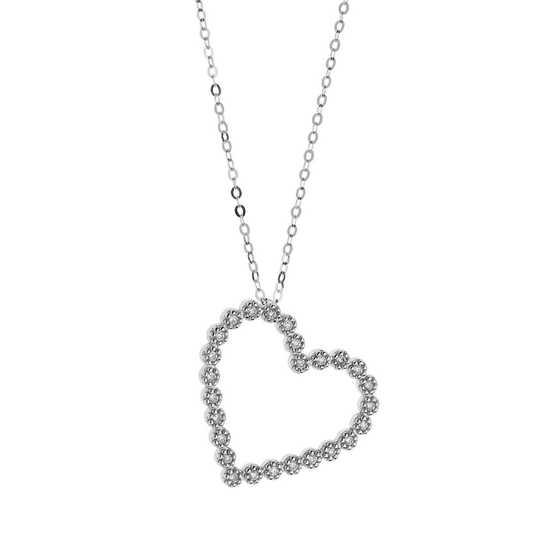 Comete-Halskette aus Weißgold mit Herz und Diamanten GLB1173