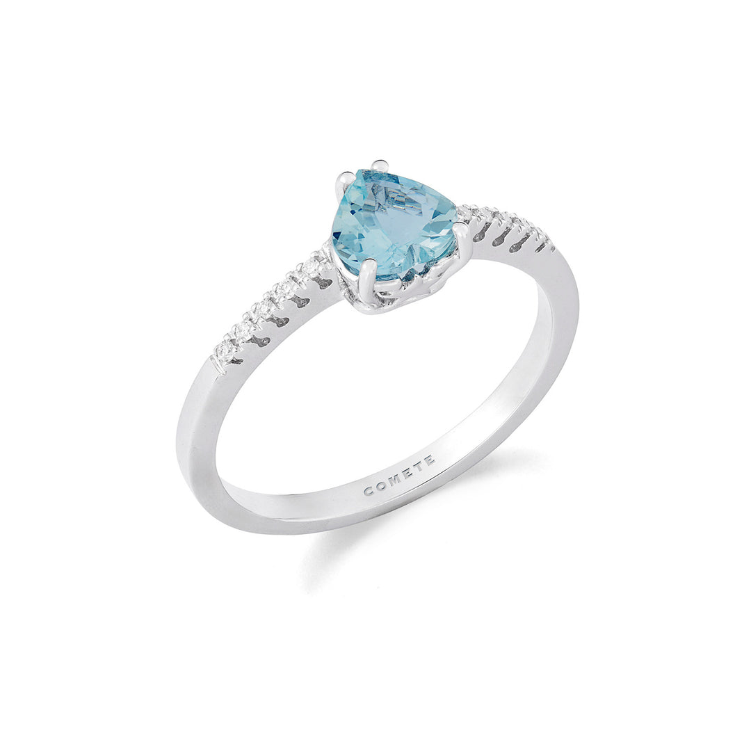 Comete Aquamarijn hartjesring in goud en witte diamanten ANQ354
