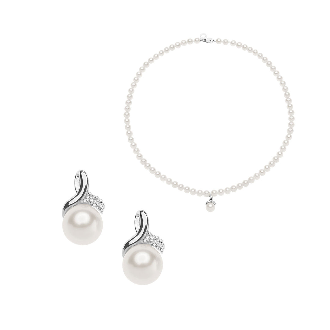 Comete-Halsband und Ohrringe aus Gold mit Perlen und Diamanten KIT325742