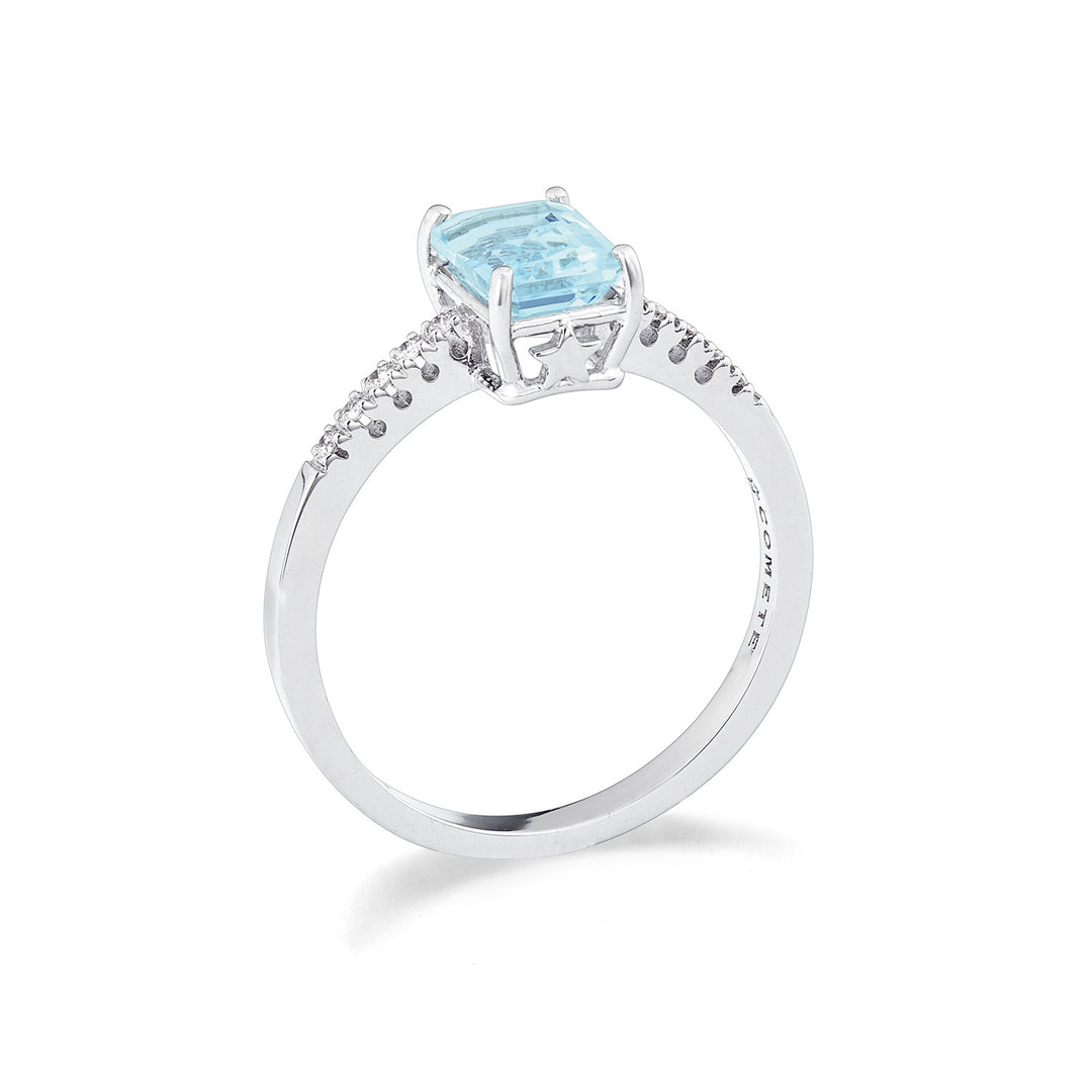 Comete achthoekige aquamarijnring in goud en diamanten ANQ353