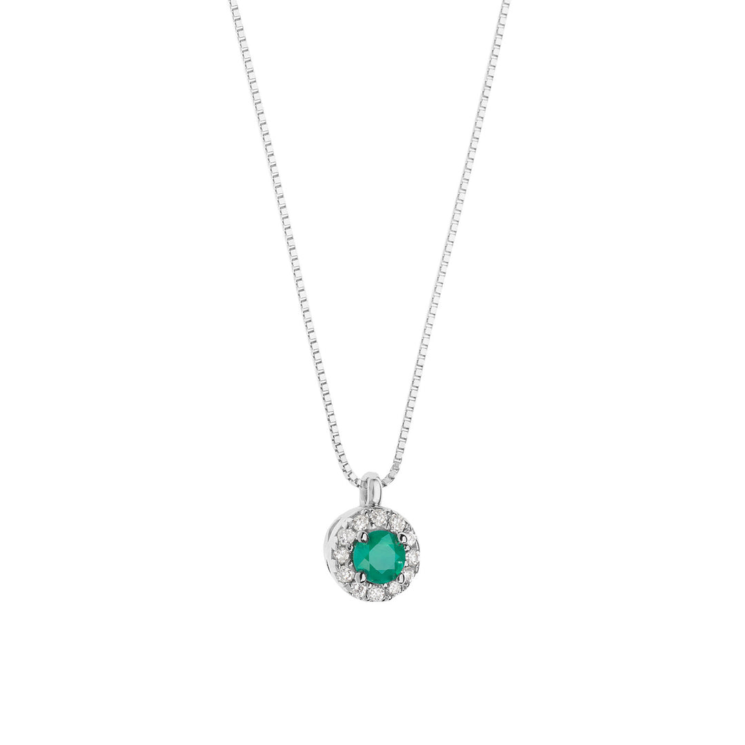 Comete ketting in goud, diamanten en ronde smaragd GLB1674