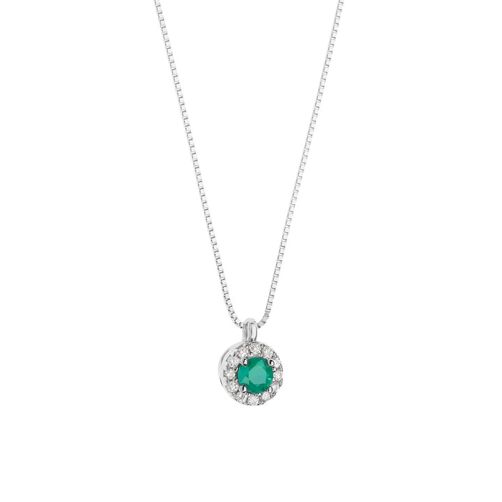 Comete ketting in goud, diamanten en ronde smaragd GLB1674
