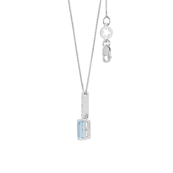 Comete achthoekige aquamarijn ketting in goud en diamanten GLQ318