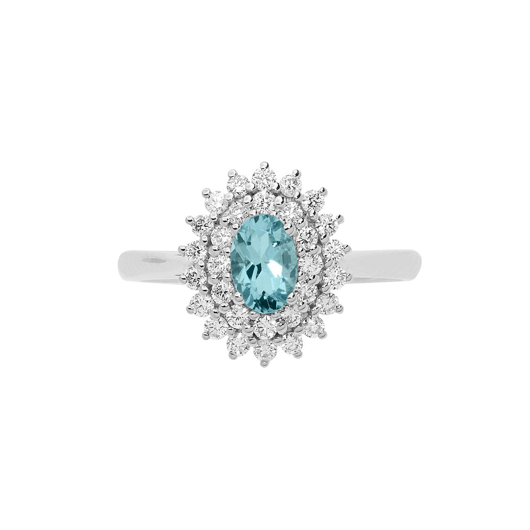 Comete Gouden Ring Diamanten Aquamarijn ovaal ANQ323