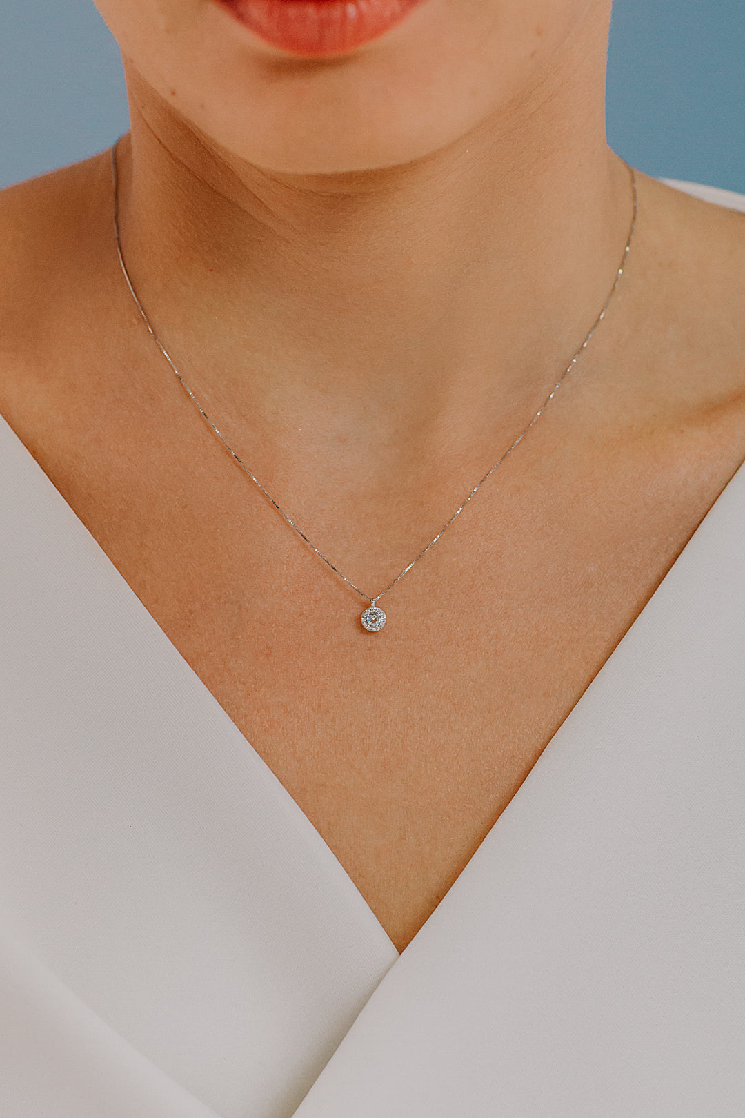 Comete ronde ketting in goud, diamanten en aquamarijn GLQ262