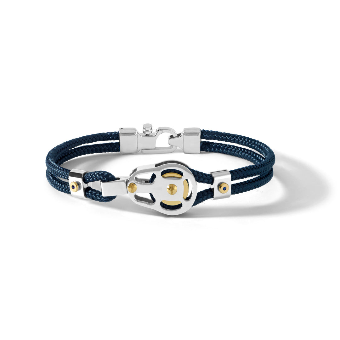 Comete-Stahlblockarmband und blaue Kordel UBR727
