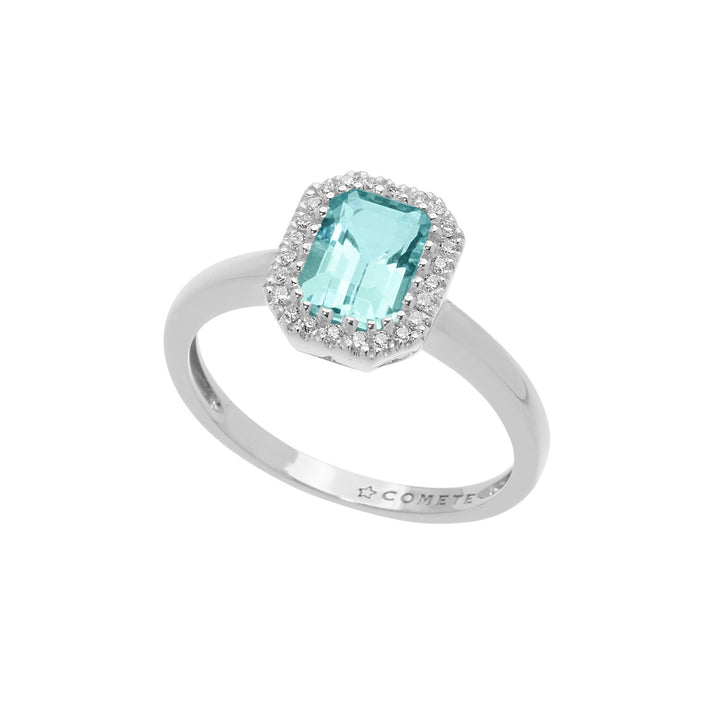 Comete gouden ring met diamanten en achthoekige aquamarijn ANQ311