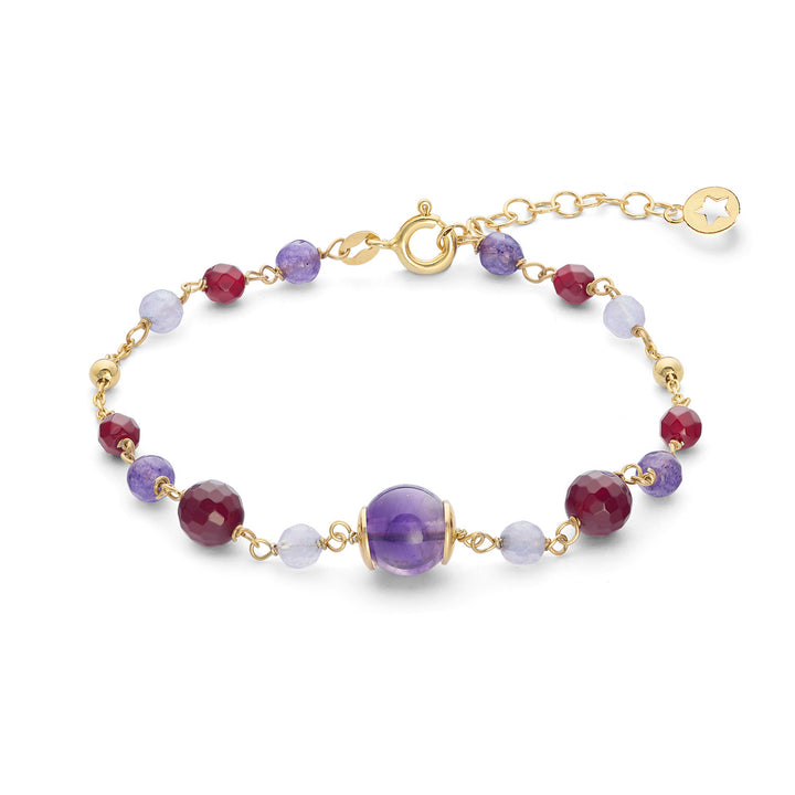 Comete 925‰ Silberarmband mit farbigem Amethyst, Achat und Jade BRA270