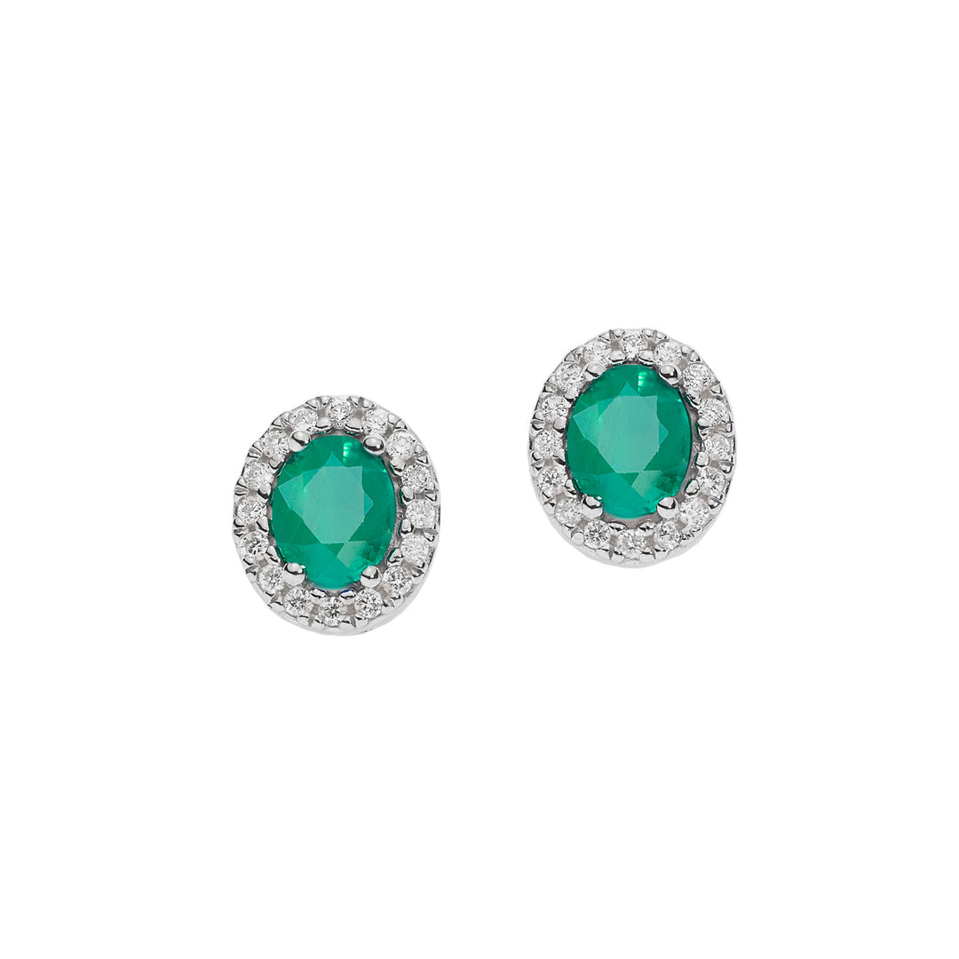 Comete-Goldohrringe mit Diamanten und ovalen Smaragden ORB1119S3
