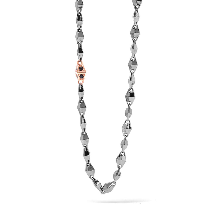 Comete ketting in rosé en gepolijst zilver met zirkonen UGL699