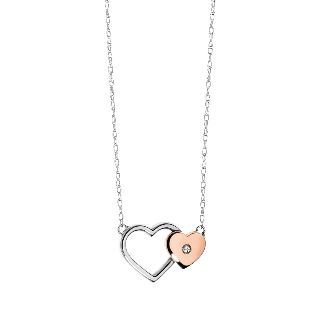 Comete Hearts-Halskette aus Weiß- und Roségold mit GLB990-Diamant