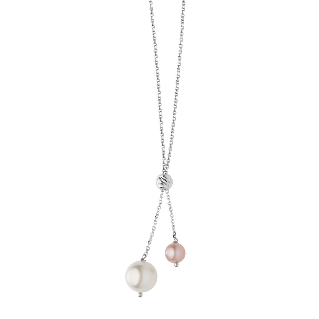 Comete ketting in wit goud met gekweekte parels GLP501