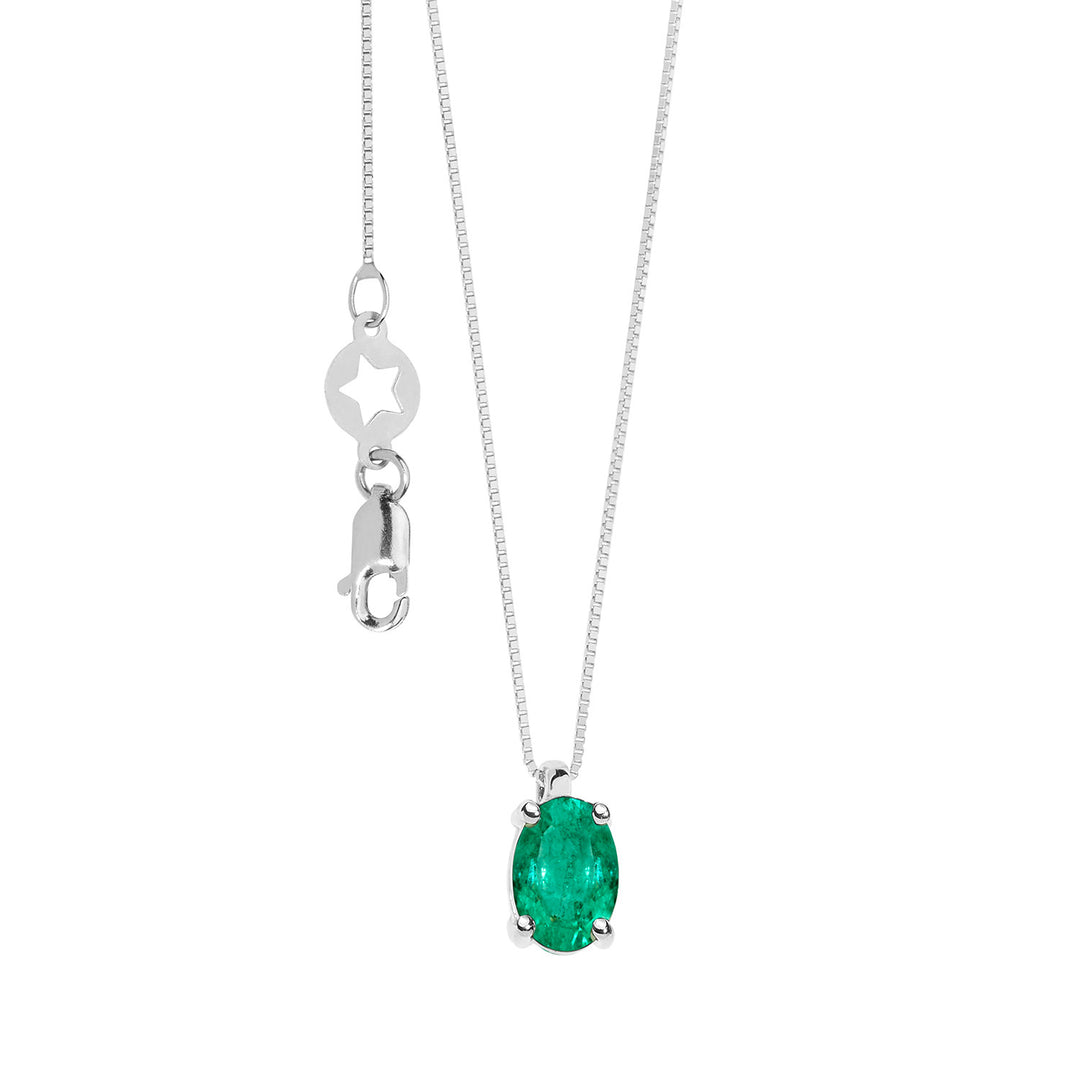 Comete ketting in wit goud met ovale smaragd GLB1642S3
