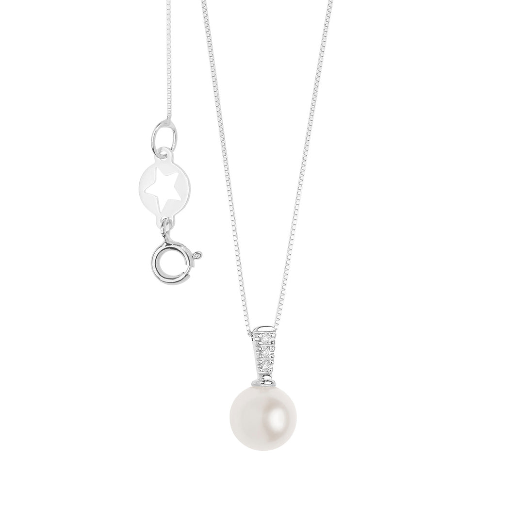 Comete ketting met parel en witte diamanten GLP623