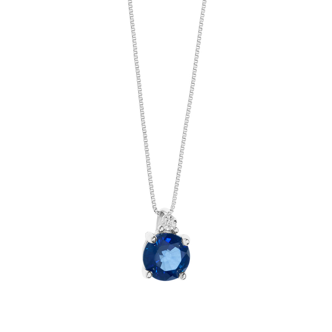 Comete ketting in goud, diamanten en ronde blauwe saffier GLB1501