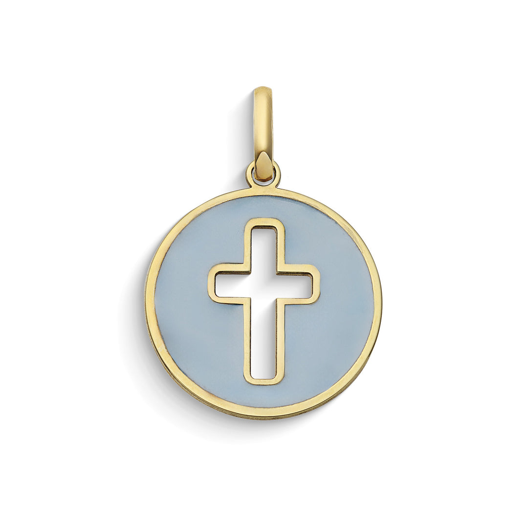 Comete-Anhänger mit Kreuz aus 375‰ Gelbgold und Emaille KCOB036