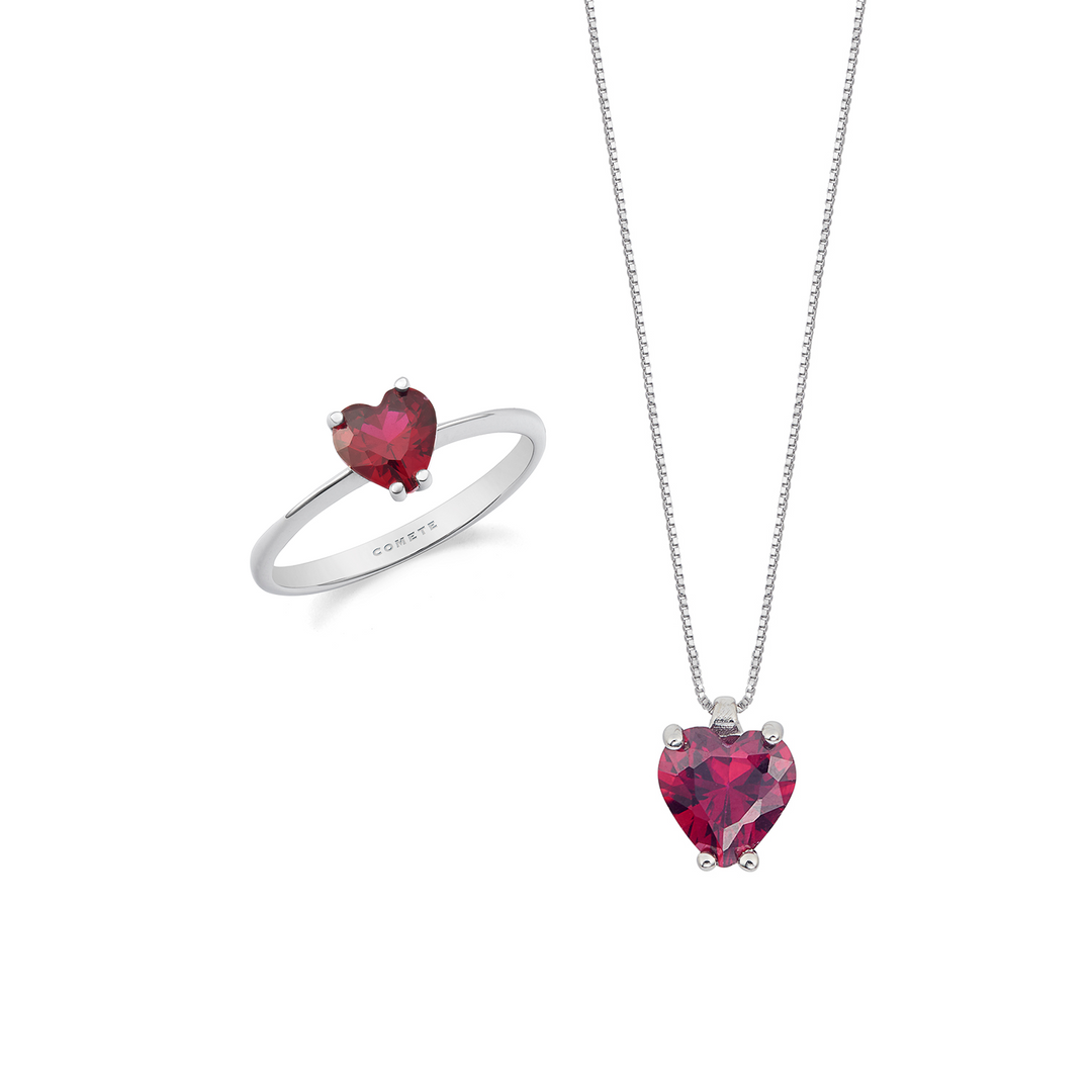 Comete Halskette und Ring aus 750‰ Gold und Herz-Rubin KIT16602690