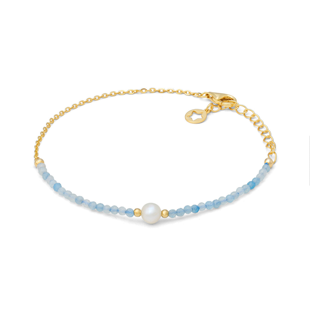 Bracelet Comete en argent plaqué or 925‰ avec aigue-marine et perle BRA287