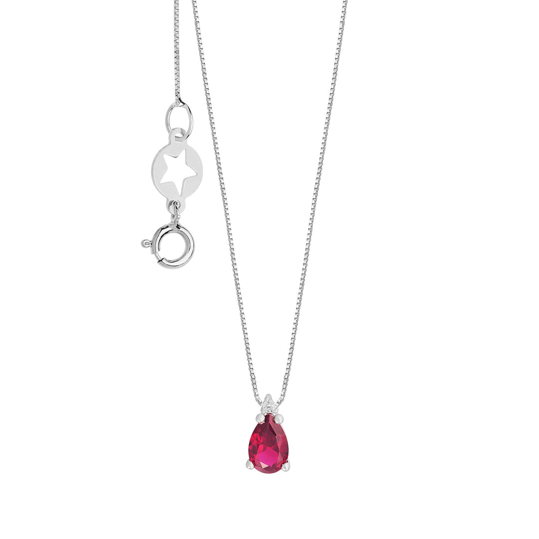 Comete-ketting in 750 ‰ goud, diamanten en robijnen druppel GLB1683