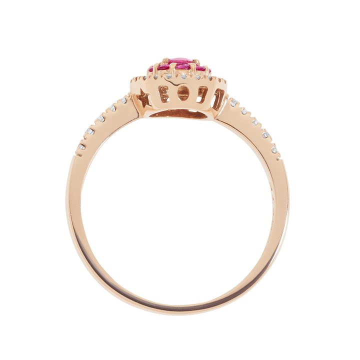 Comete Ring in roze goud met diamanten en robijnen ANB 2580