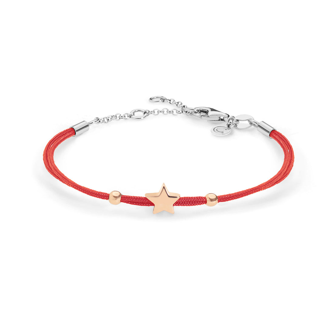 Comete Star-Armband in Silber mit roter Kordel BRA156