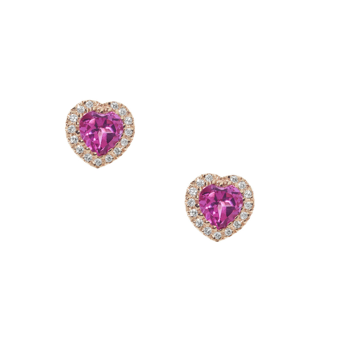 Comete-Ohrringe aus Gold, Diamanten und rosa Topas, Herz ORB 1036