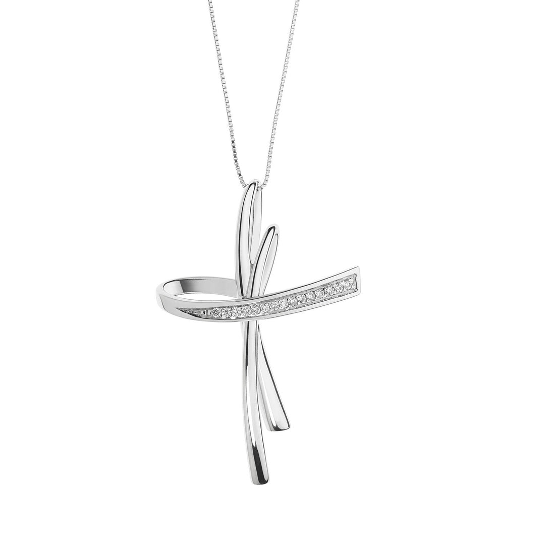 Comete gouden en diamanten kruisketting GLB1195