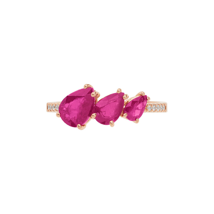 Comete-Ring aus Roségold mit Diamant- und Rubintropfen ANB2638