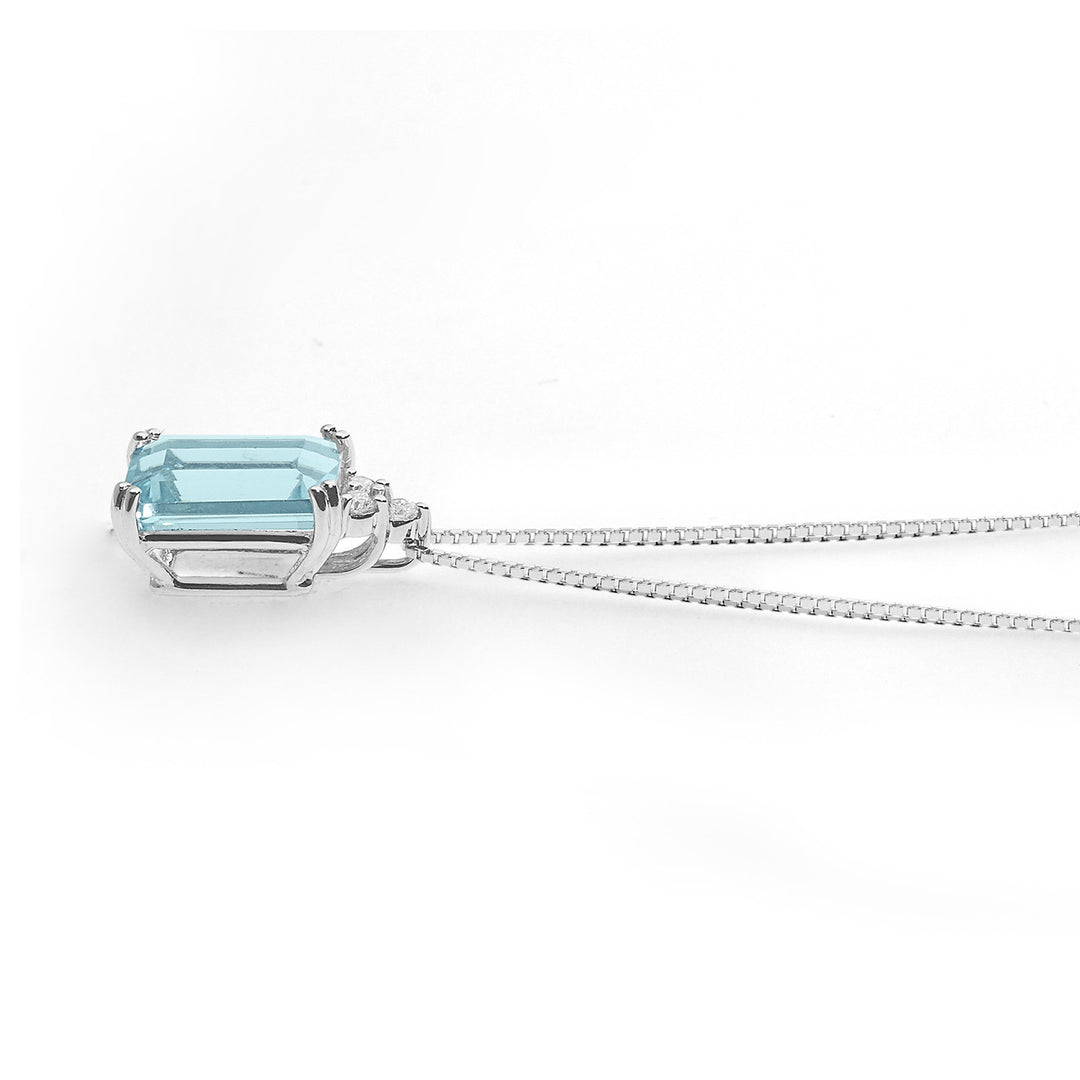 Kometenketting in goud, diamanten en achthoekige aquamarijn GLQ301