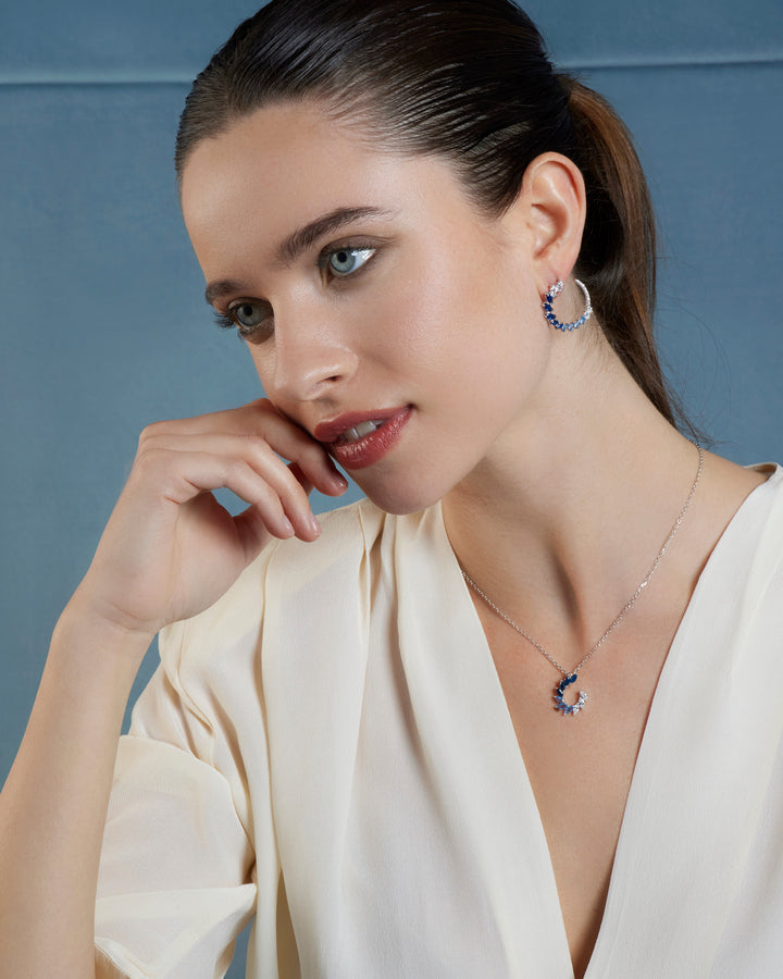 Comete Earrings in Silver and Degradè Blue Zircons ORA202