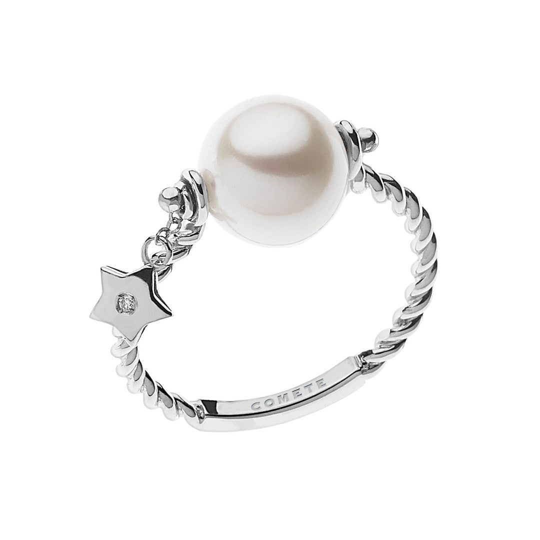 Comete Parelring in witgoud ANP359
