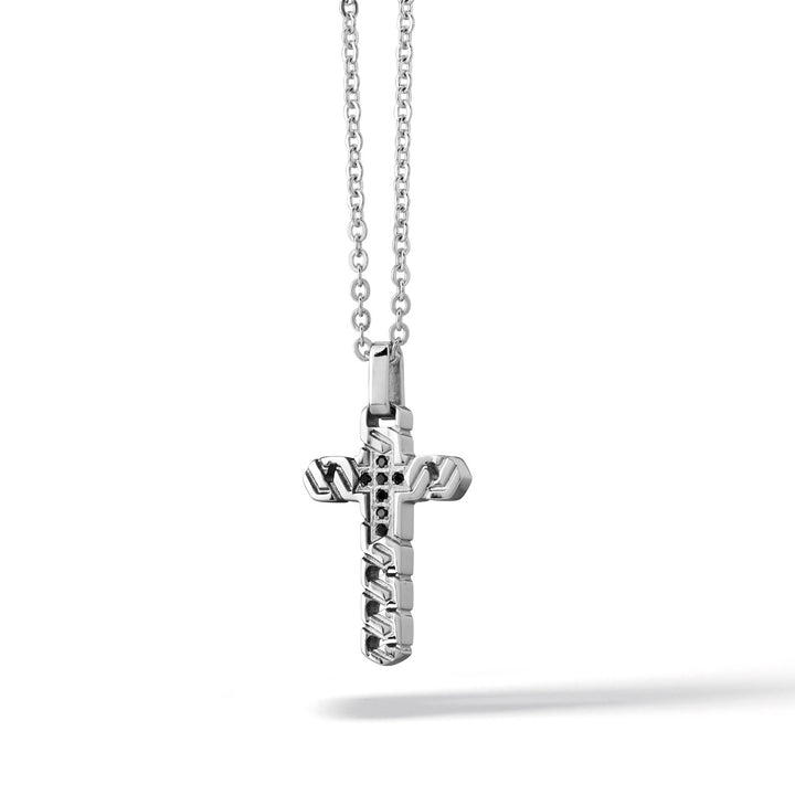 Comete Halskette Kreuz aus Stahl und Zirkonen UGL702
