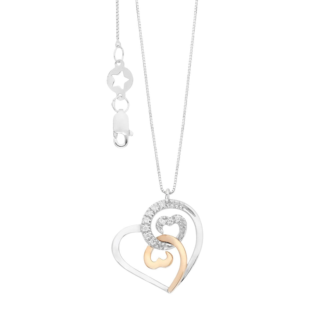 Collier Comete Heart en or blanc et rose 750‰ et diamants blancs GLB1707