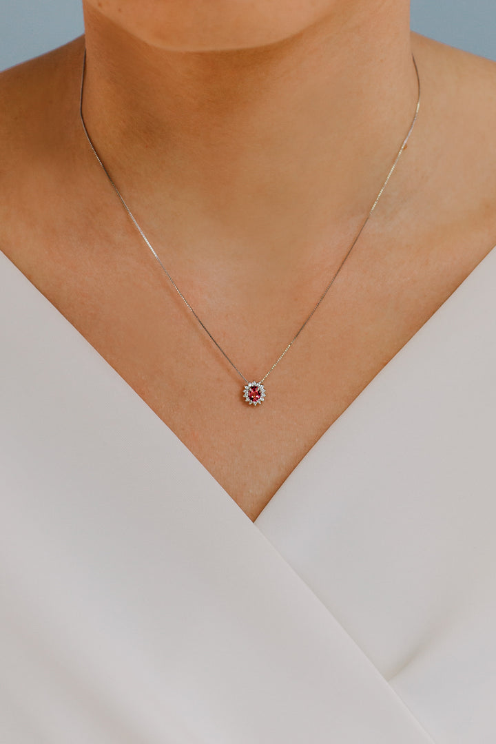 Comete-Halskette aus Gold, Diamanten und ovalem rosa Topas GLB1581