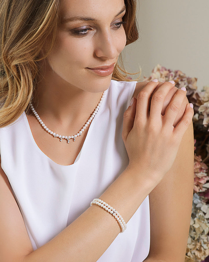 Comete parelketting met diamanten FWQ372