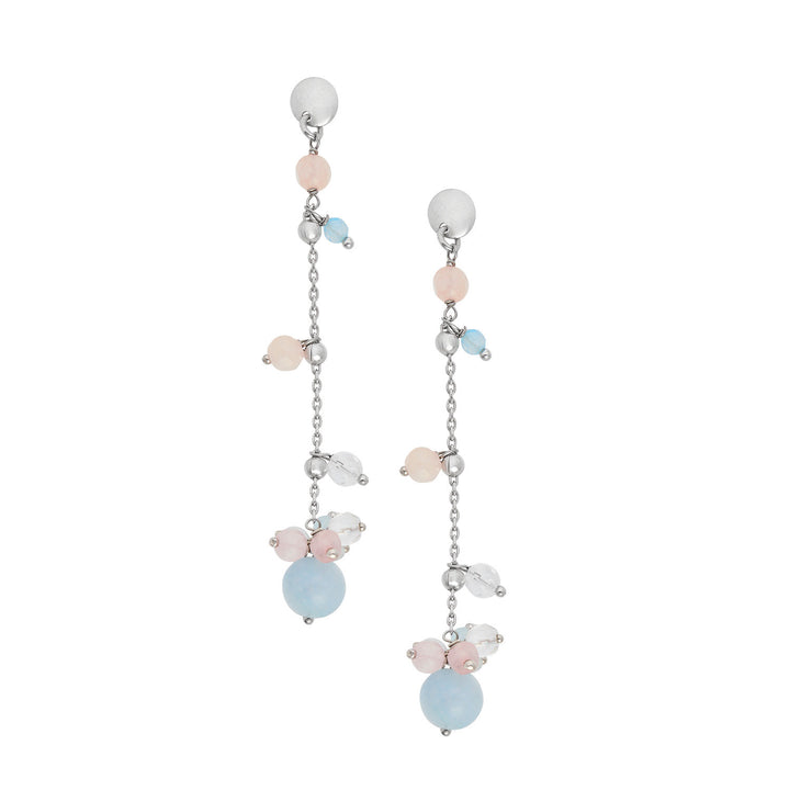 Comete Ohrringe 925‰ Silber mit Aquamarin, Bergkristall, farbiger Jade ORA223