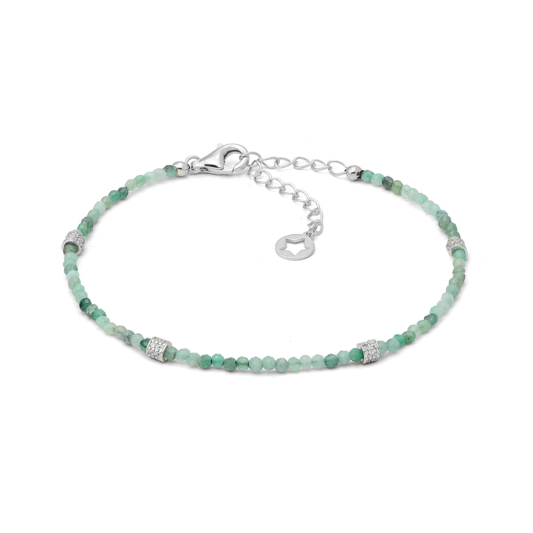 Comete-Armband aus 925‰-Silber mit Smaragdwurzel und Zirkonen BRA294