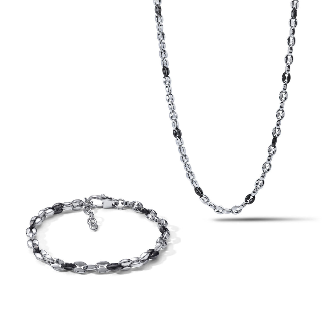 Comete ketting en kettingarmband van gepolijst staal KIT7051024