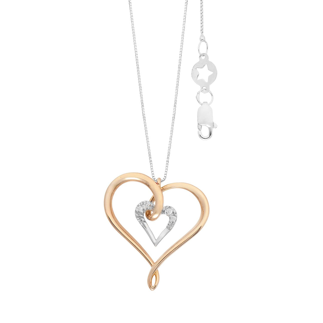 Collier Comete Coeur en or blanc et rose 750‰ et diamants blancs GLB1706