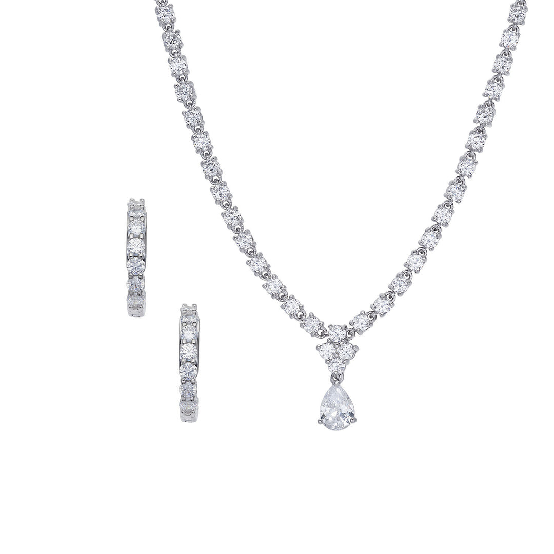 Comete choker en oorringen van 925‰ zilver en witte zirkonen KIT265196