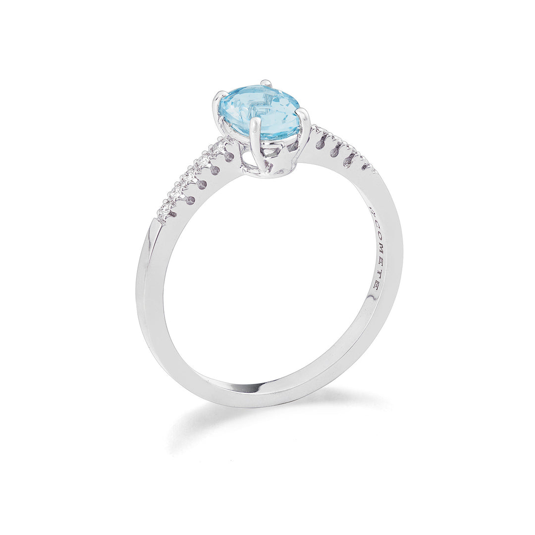Comete ovale aquamarijnring in goud en diamanten ANQ352