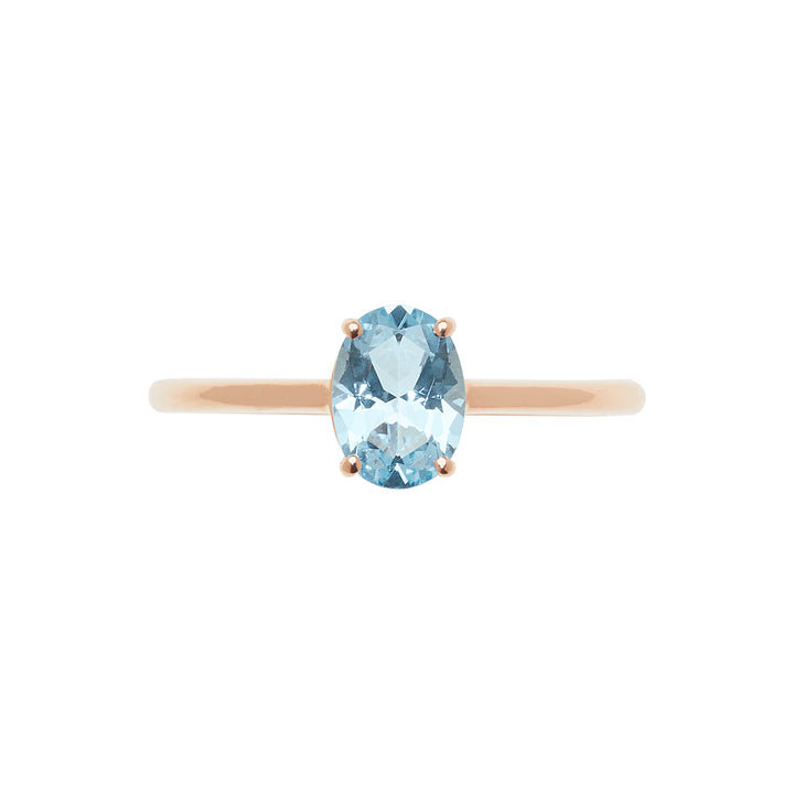 Comete Roségoldring mit ovalem Blautopas ANB2679