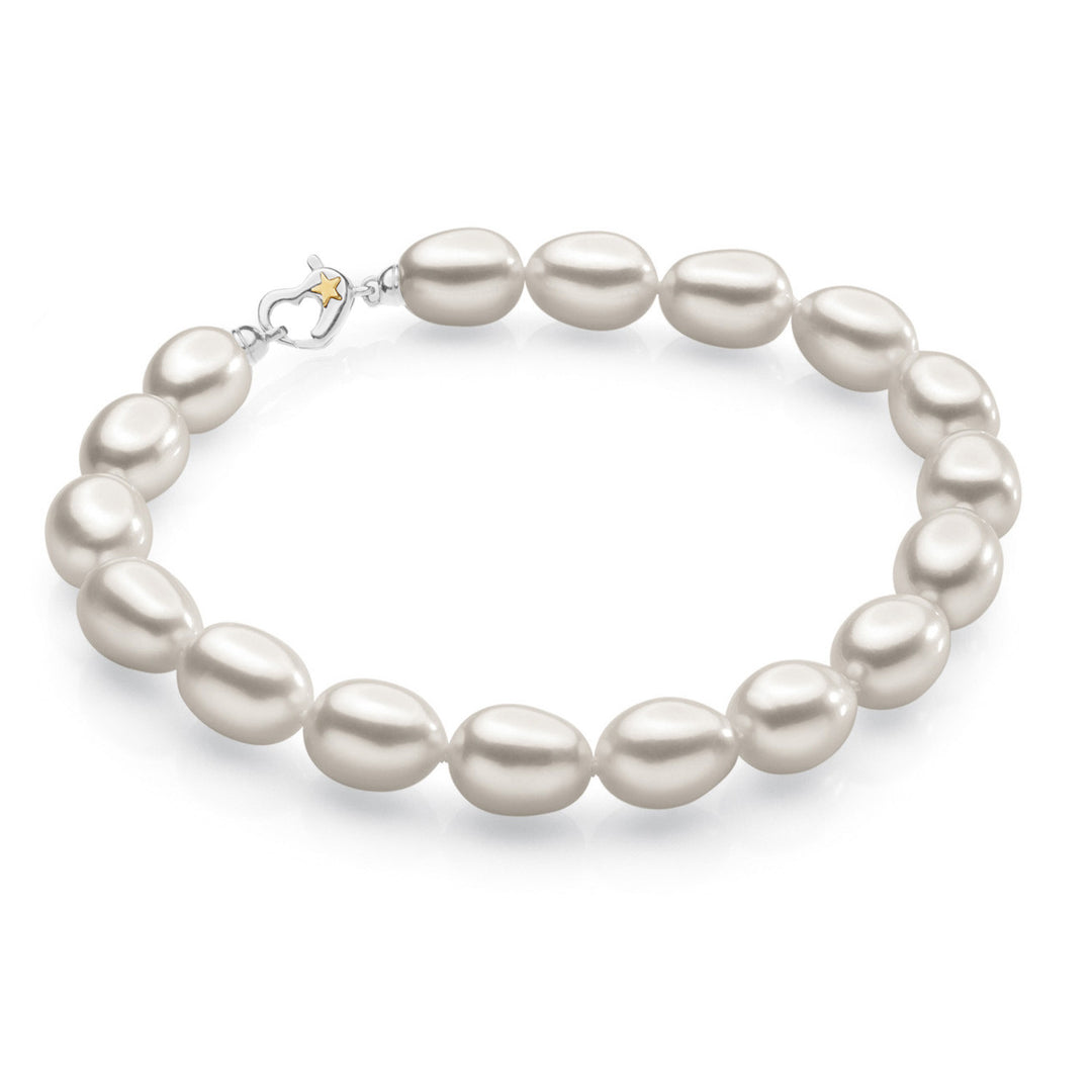 Comete-Armband mit ovalen Perlen und Silber- und Golddetails BRQ371