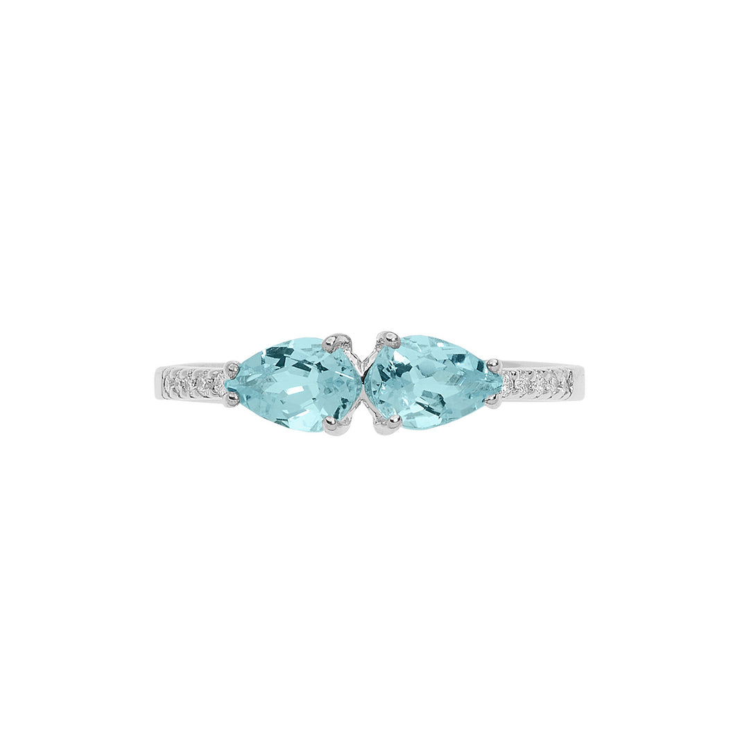 Comete-Goldring mit Diamanten und Aquamarin-Tropfen ANQ328